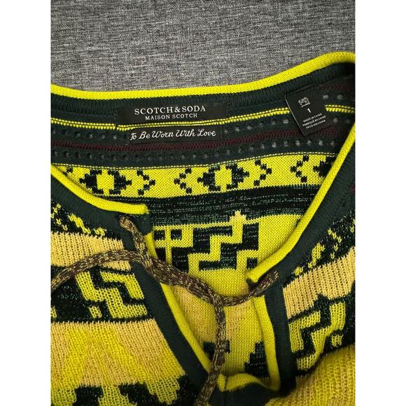 Scotch & Soda Sweater Ethnic Fabric Yellow Green Eyelet Size 1 ( Small) - Picture 5 of 11